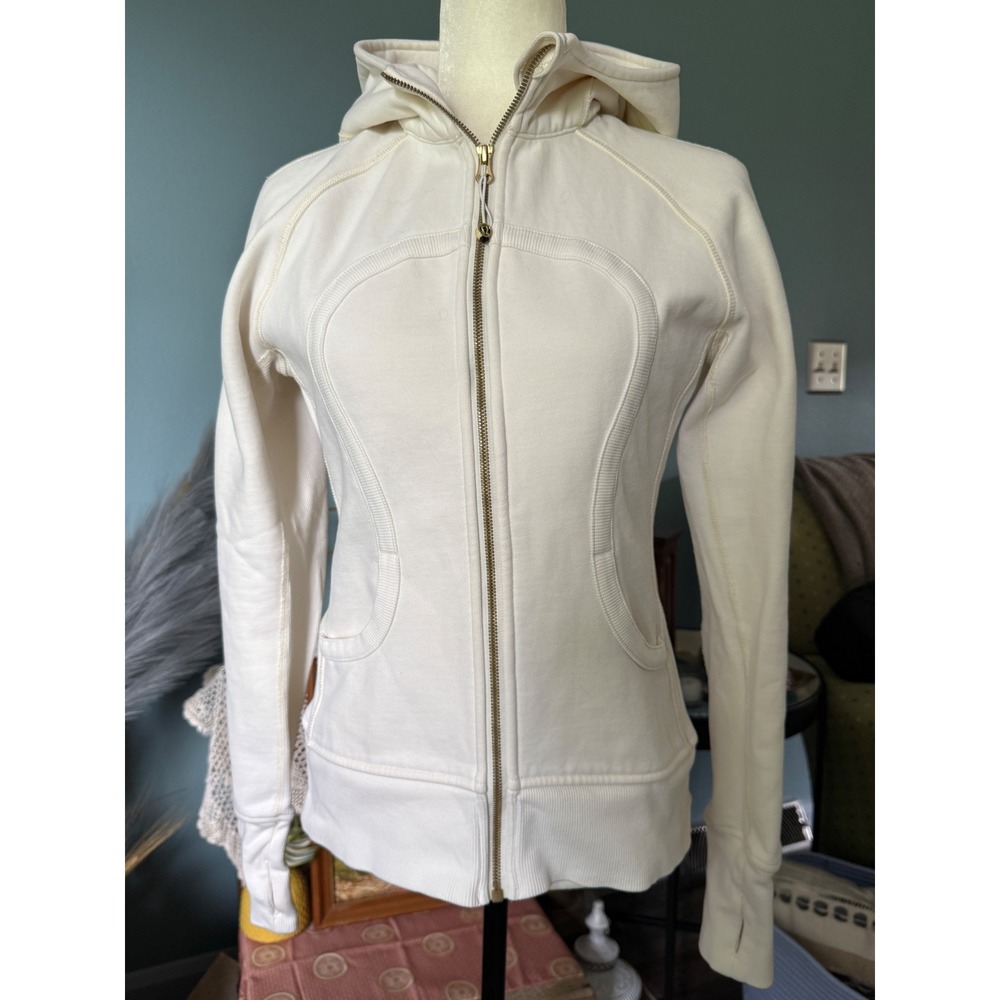 Lululemon Scuba Full Zip Hoodie Ivory Cream White Cotton Fleece Jacket